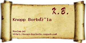 Knopp Borbála névjegykártya
