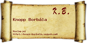 Knopp Borbála névjegykártya